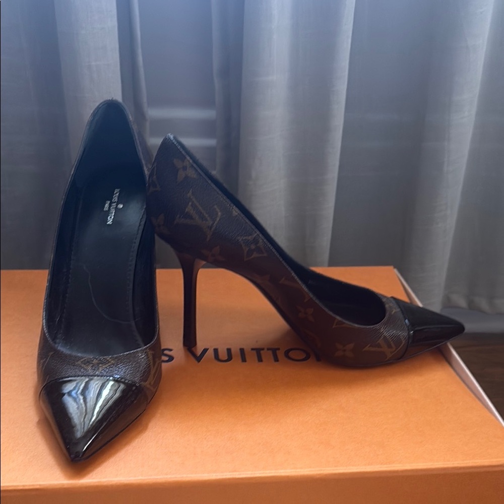 Louis Vuitton Black High Heels with Glossy Finish